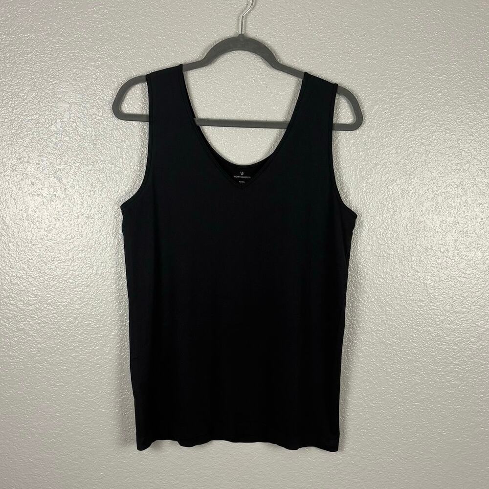 Worthington Size XL/2XL Black Sleeveless Lightweight V-Neck Tank Top Stretch